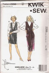 2206 KWIK SEW WOVEN V JUMPERS LENGTHS BUTTONS OR NOT PATTERN XS-XL